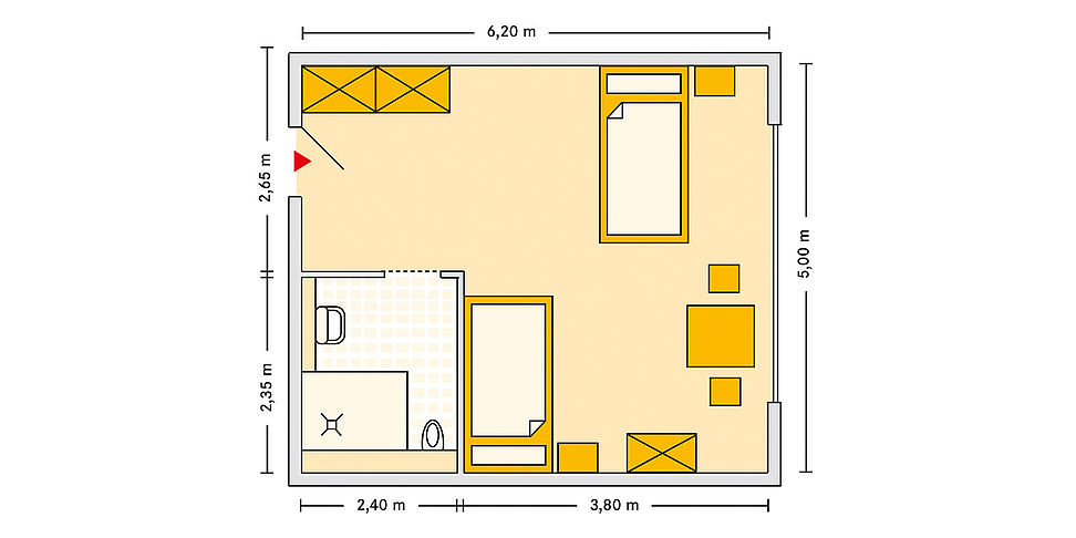 flegeheim Alzey mit Beispielgrundriss Doppelzimmer