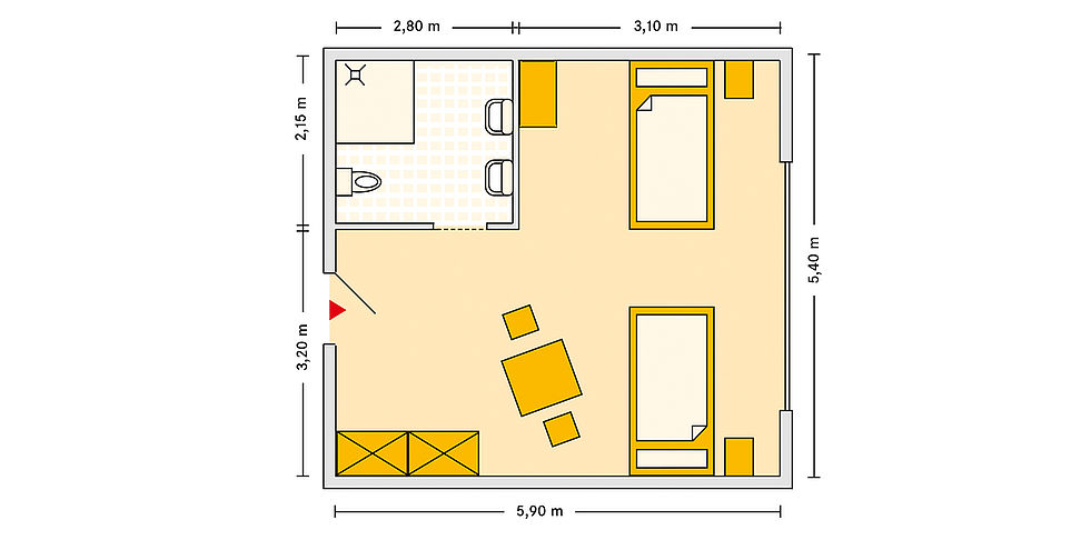 Pflegeheim Guetersloh mit Beispielgrundriss Doppelzimmer