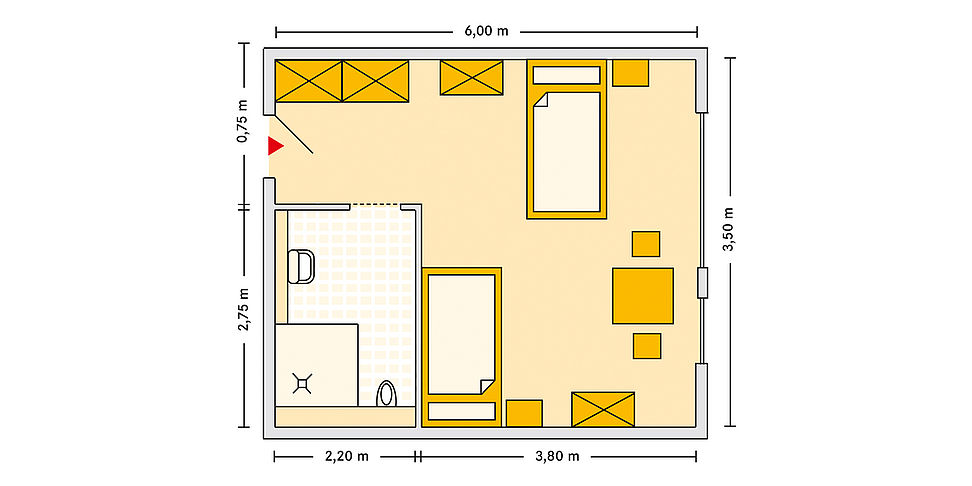 Pflegeheim Celle mit Beispielgrundriss Doppelzimmer
