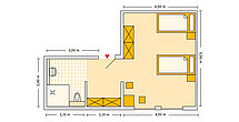 Pflegeheim Weiden mit Beispielgrundriss Doppelzimmer.