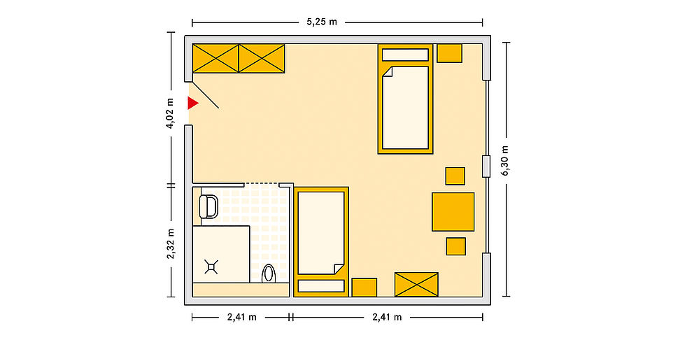 Pflegeheim Herzogenaurach mit Beispielgrundriss Doppelzimmer.