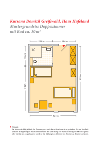 Grundrissbeispiel Doppelzimmer Haus Hufeland